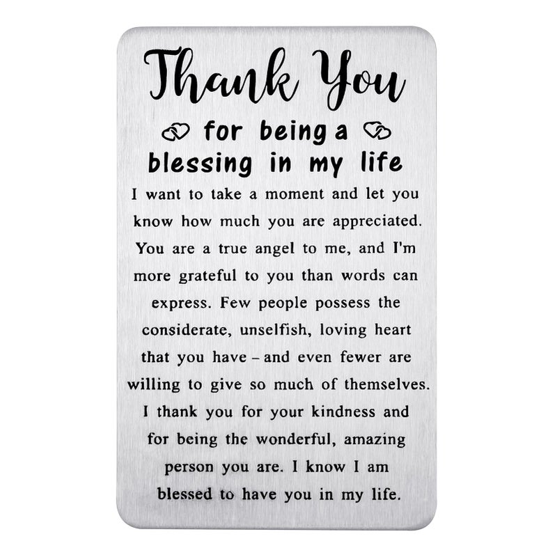 PLwelth Engraved Wallet Card Appreciate Cards for Women Birthday Gifts for Men Boyfriend Girlfriends Thank You Card for Teacher Mom Father Friends Students Christmas Anniversary Valentines Day Gifts - Image 1