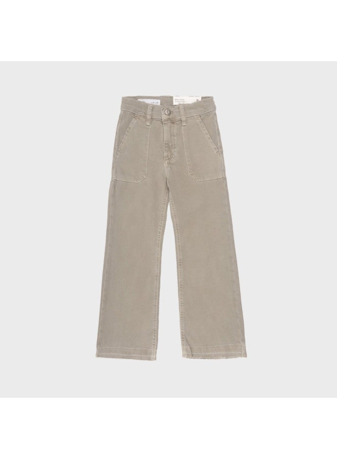 Zara trendy Retro Solid Color Frayed Hem Denim Pants For Kids - Image 2