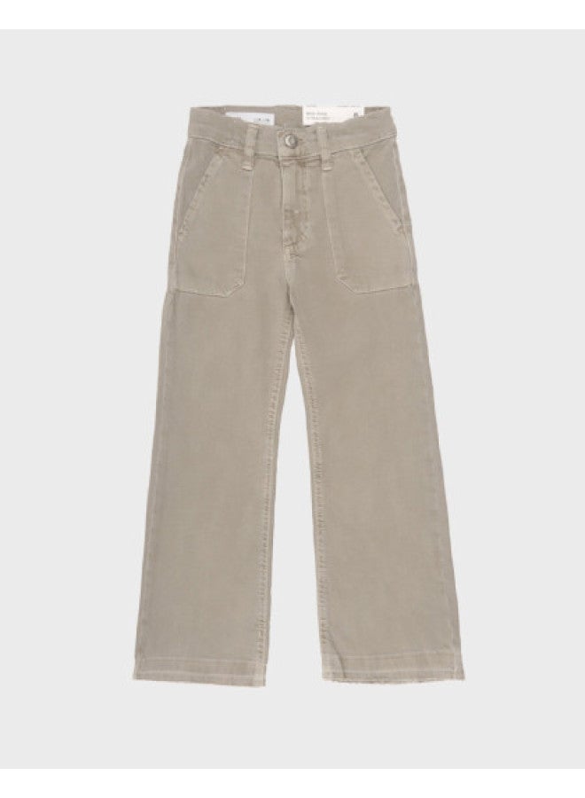 Zara trendy Retro Solid Color Frayed Hem Denim Pants For Kids - Image 1