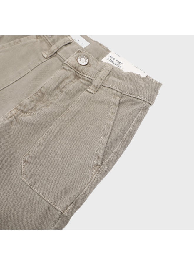 Zara trendy Retro Solid Color Frayed Hem Denim Pants For Kids - Image 5