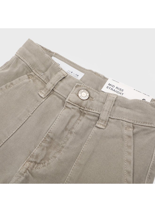 Zara trendy Retro Solid Color Frayed Hem Denim Pants For Kids - Image 4