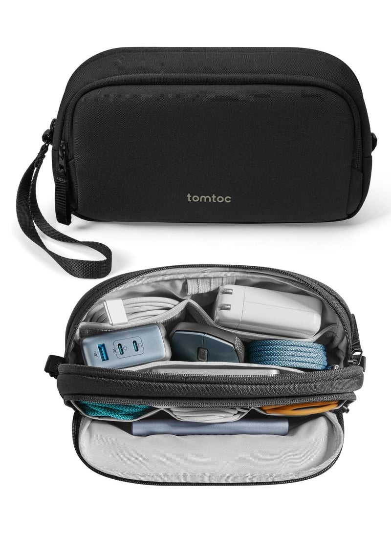 Tomtoc حقيبة تنظيم إلكترونية خفيفة-T12 للسفر 1.8 لتر، مقاومة للماء، حقيبة تقنية ذات قسمين لتنظيم الكابلات وتخزين الشاحن، الكابل، الهاتف، القرص الصلب، بنك الطاقة، الملحقات الأساسية للسفر صديقة للبيئة - متوسطة - Image 1