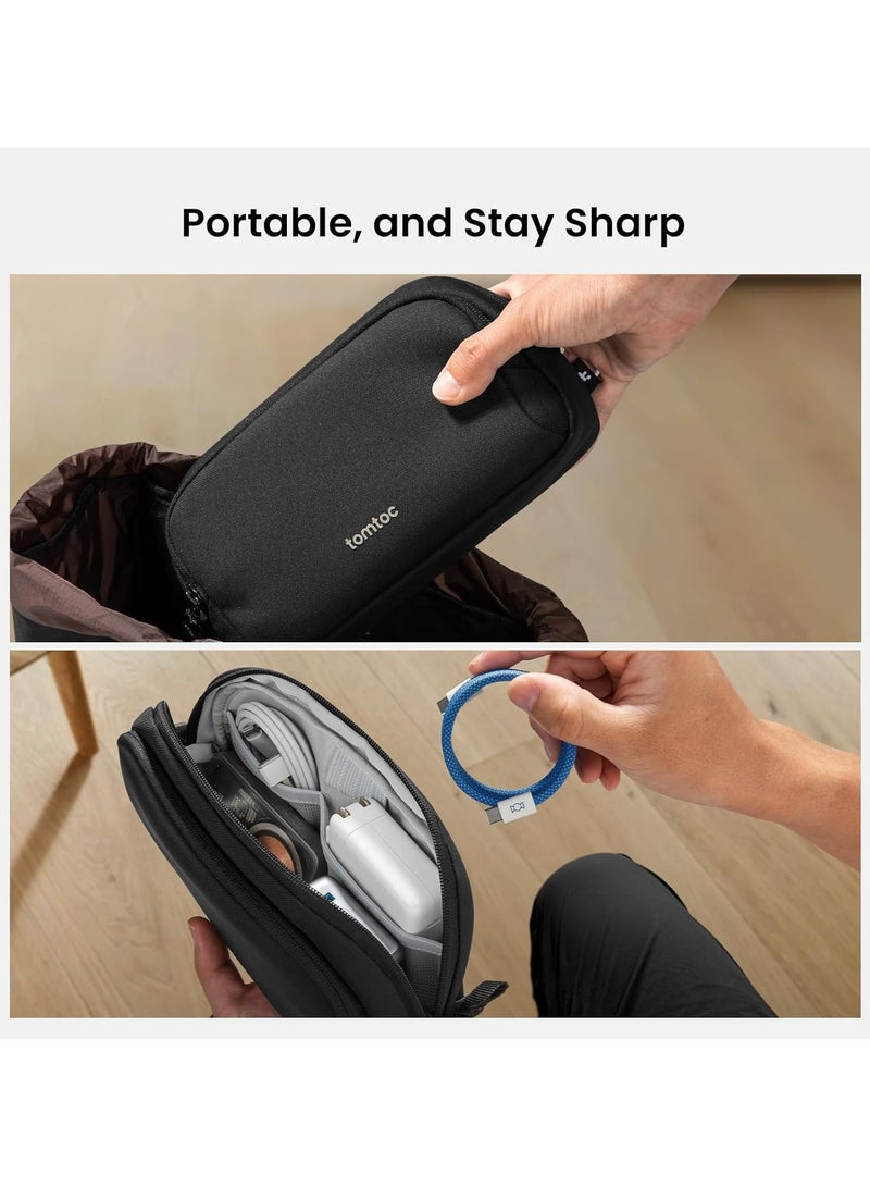 Tomtoc حقيبة تنظيم إلكترونية خفيفة-T12 للسفر 1.8 لتر، مقاومة للماء، حقيبة تقنية ذات قسمين لتنظيم الكابلات وتخزين الشاحن، الكابل، الهاتف، القرص الصلب، بنك الطاقة، الملحقات الأساسية للسفر صديقة للبيئة - متوسطة - Image 3