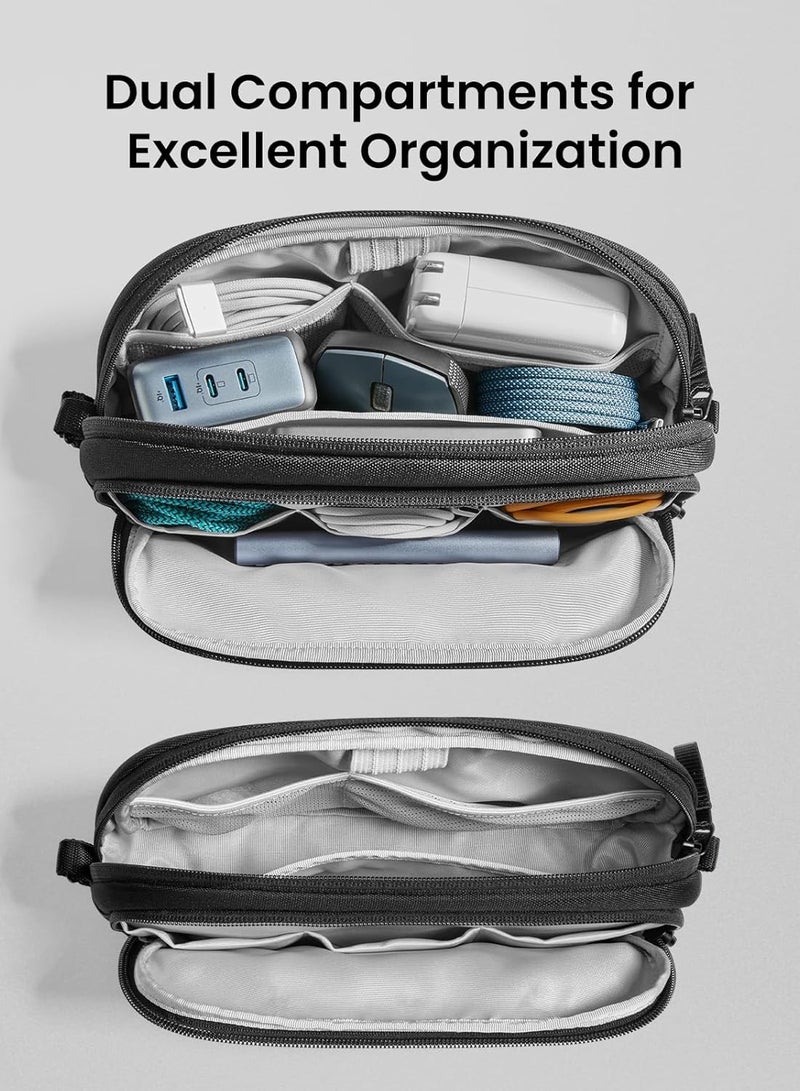Tomtoc حقيبة تنظيم إلكترونية خفيفة-T12 للسفر 1.8 لتر، مقاومة للماء، حقيبة تقنية ذات قسمين لتنظيم الكابلات وتخزين الشاحن، الكابل، الهاتف، القرص الصلب، بنك الطاقة، الملحقات الأساسية للسفر صديقة للبيئة - متوسطة - Image 4