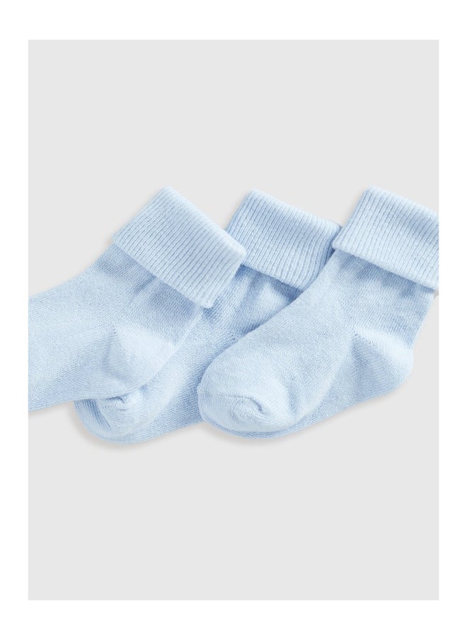 mothercare - Blue Turn-Over-Top Baby Socks - 5 Pack - Image 1