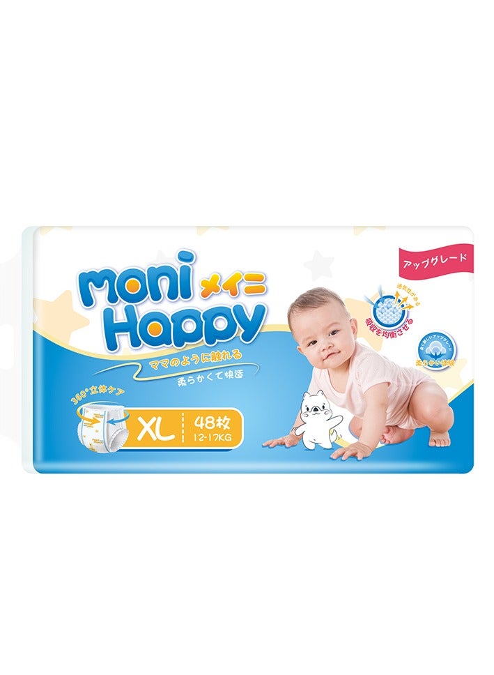Moni Happy Moni Happy Baby Diaper Pants Super Absorption, Fluffy non-woven fabric, Smart wetness detector, Double-leak guard-XL, 12-17 kg - 48 pcs  - Image 1