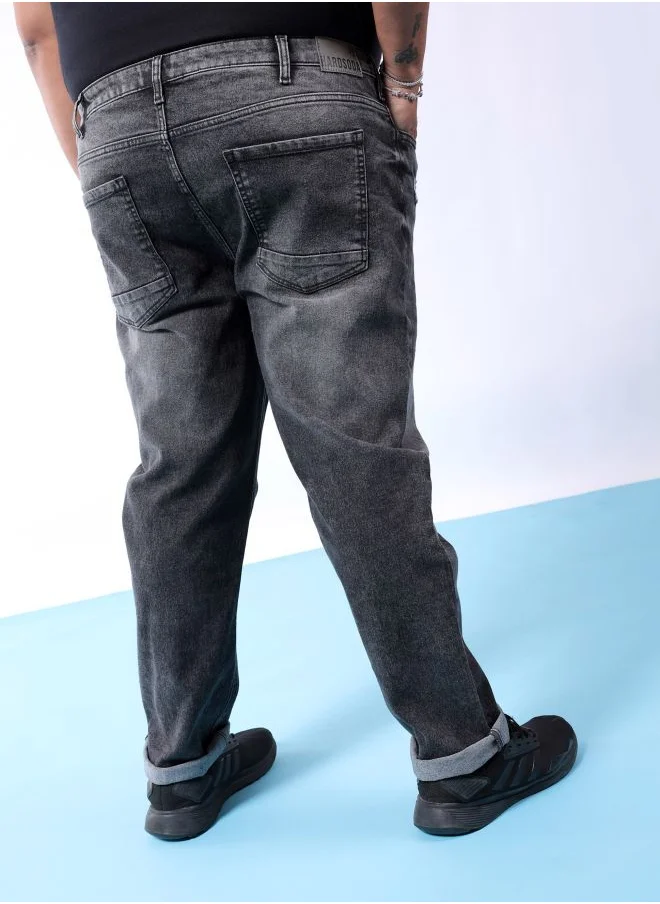 هاردسودا Men Plus Size Slim Fit Solid Mid-Rise Stretchable Jeans