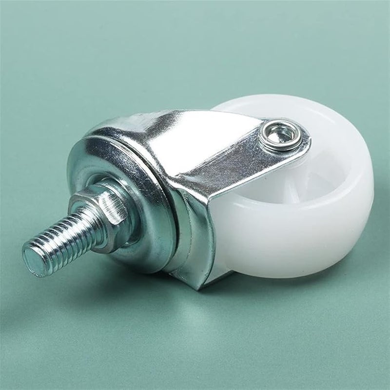 M8 M10 M12 Universal Furniture Caster Wheels 12mm X 15mm White 4 Pieces Set - Image 1