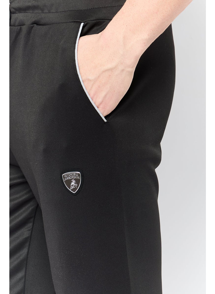LAMBORGHINI - Men Regular Fit Brand Logo Sweatpants, Black - Image 1
