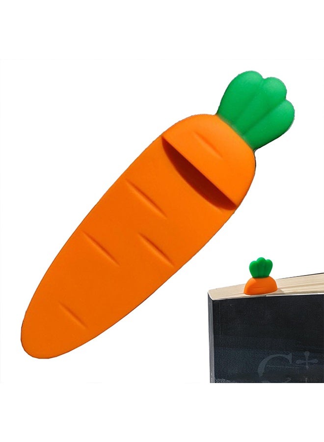 Silicone Page Markers,Silicone Carrot Bookmark,Silicone Carrot Book Markers for Pages - Carrot Silicone Student Reading Bookmark for Family - Image 1