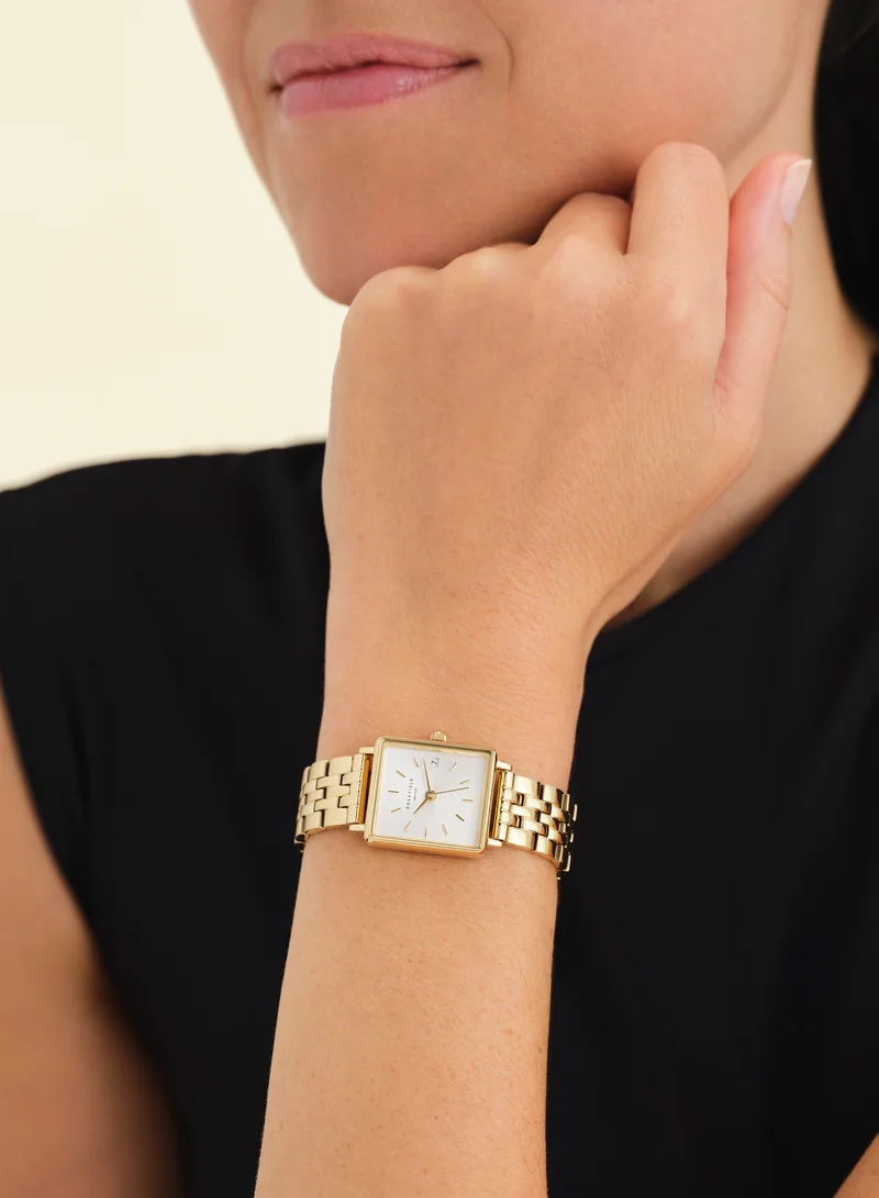 RoseField Rosefield Boxy XS White Sunray Steel Gold Women Watch - QMWSG-Q021