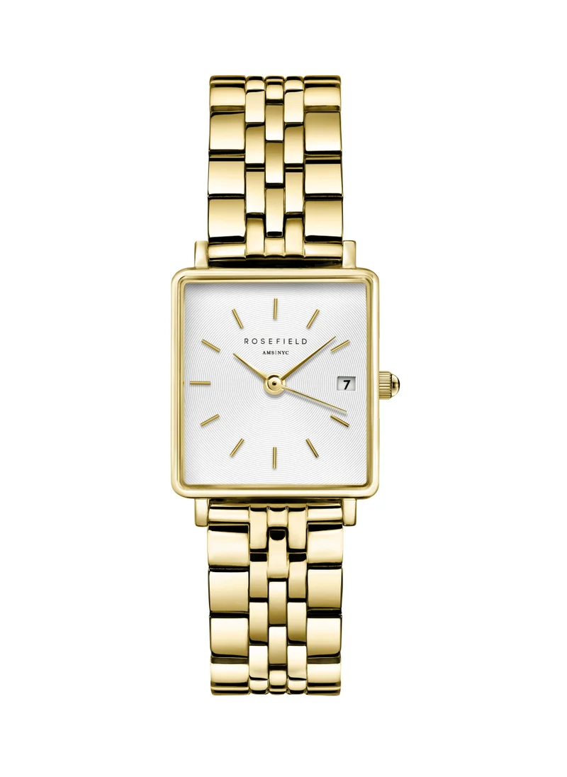 RoseField Rosefield Boxy XS White Sunray Steel Gold Women Watch - QMWSG-Q021