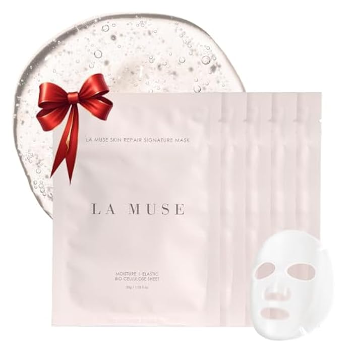 LA MUSE Biocellulose Signature Face Mask(5ea) | Deep Hydrating, Tightening & Firming Care for Skin Repair | Rejuvenating & Moisturizing | Cooling & Soothing Sensitive Skin | Face Mask Korean Skin Care - Image 1