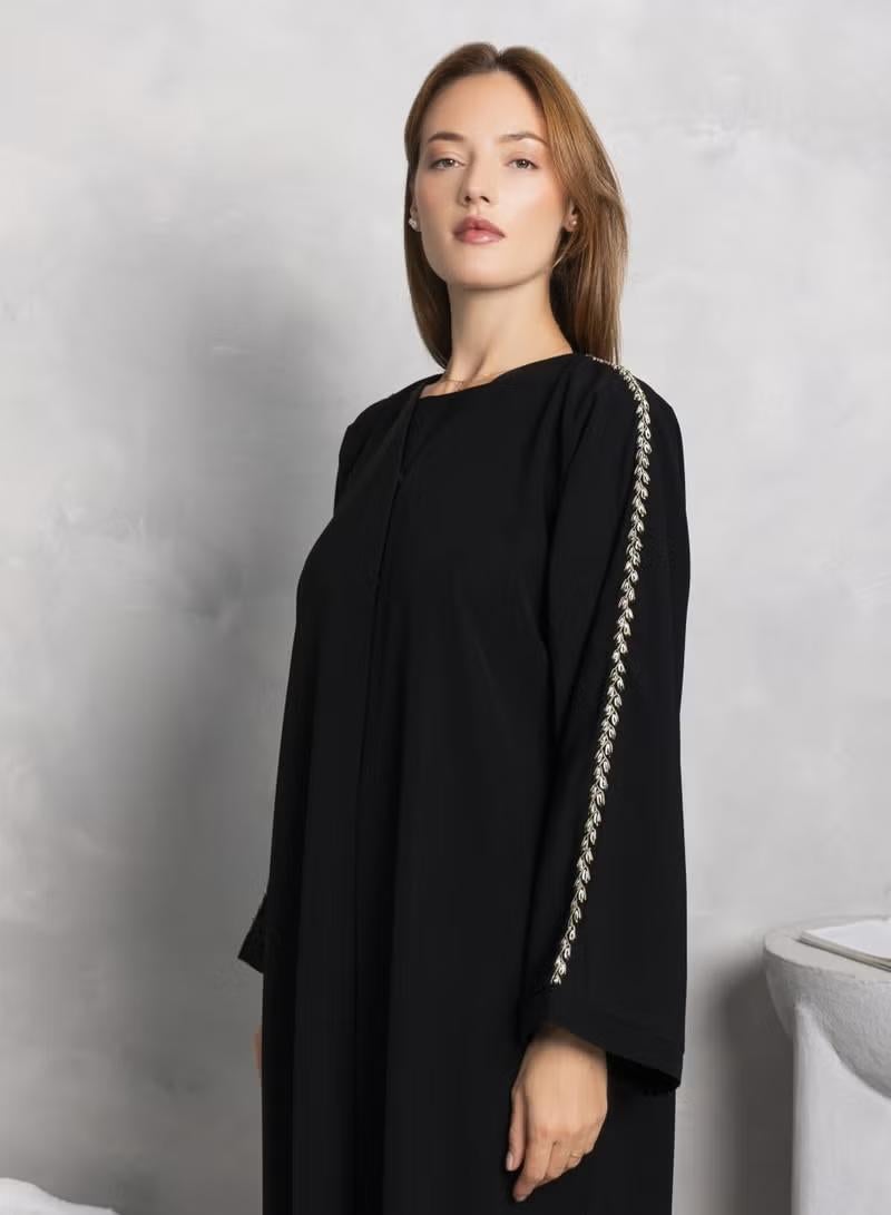 Nikias Abaya Folded Pannel Fabric Abaya With Inner Set - Image 1