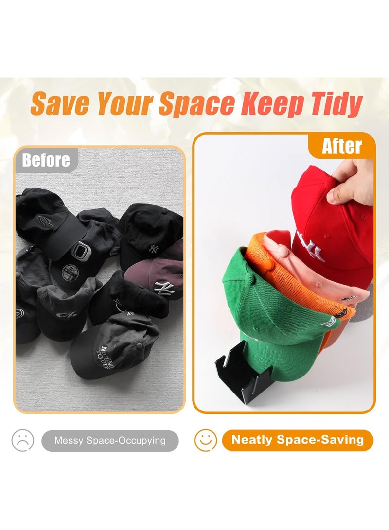 2-Pack Acrylic Baseball Cap Display Stand -Cap Hook - Hat Rack Organizer Holds 14 Caps Total, Space Saving Modern Decor For Free-Standing Display Rack for Closet, Bedroom, Dresser , Black (29*7.6cm) - Image 4