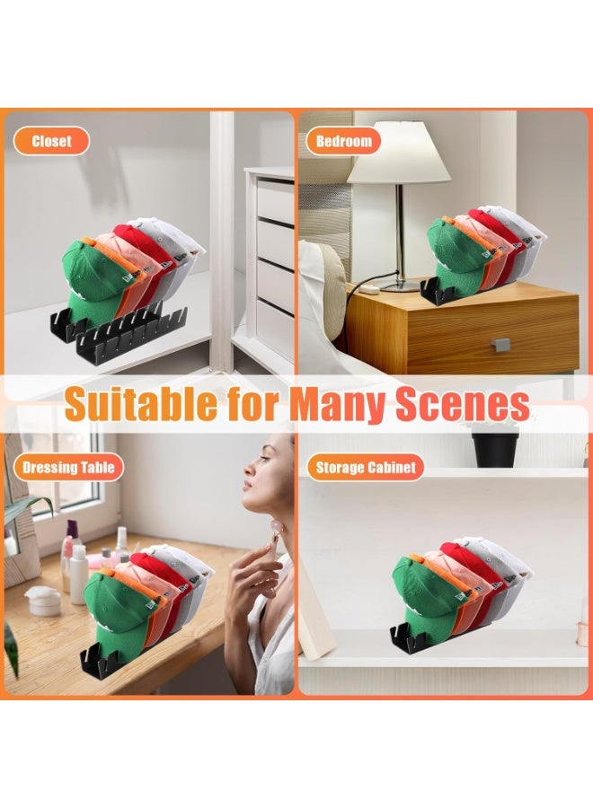 2-Pack Acrylic Baseball Cap Display Stand -Cap Hook - Hat Rack Organizer Holds 14 Caps Total, Space Saving Modern Decor For Free-Standing Display Rack for Closet, Bedroom, Dresser , Black (29*7.6cm) - Image 5
