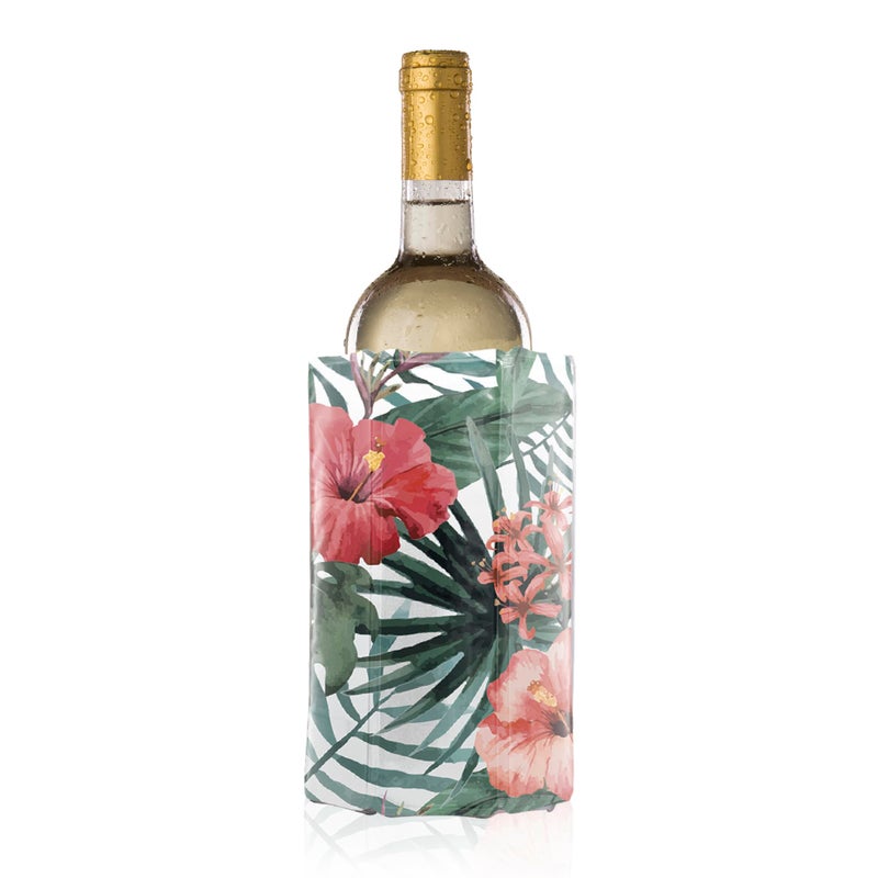 Vacu Vin Active Cooler Wine Chiller - Reusable, Flexible Wine Bottle Cooler - Floral Print - Wine Cooler Sleeve For Standard Size Bottles - Insulated Wine Bottle Chiller to Keep Wine Cold - Image 1