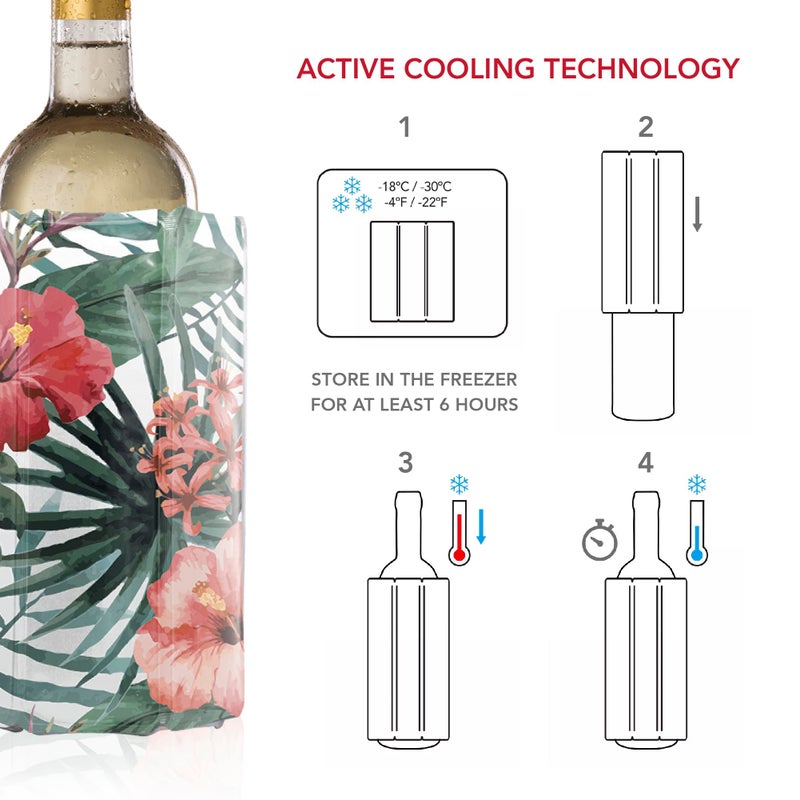 Vacu Vin Active Cooler Wine Chiller - Reusable, Flexible Wine Bottle Cooler - Floral Print - Wine Cooler Sleeve For Standard Size Bottles - Insulated Wine Bottle Chiller to Keep Wine Cold - Image 3