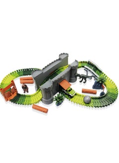 UKR Dinosaur Race Track Set – 156-Piece Rail Car Bump Door Fortress, Prehistoric Dino World Toy for Boys Ages 3-10, Fun Interactive Playset  - Image 2