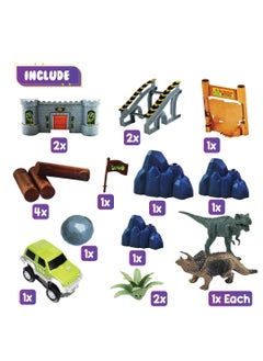 UKR Dinosaur Race Track Set – 156-Piece Rail Car Bump Door Fortress, Prehistoric Dino World Toy for Boys Ages 3-10, Fun Interactive Playset  - Image 4