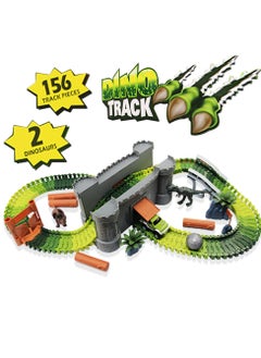 UKR Dinosaur Race Track Set – 156-Piece Rail Car Bump Door Fortress, Prehistoric Dino World Toy for Boys Ages 3-10, Fun Interactive Playset  - Image 5