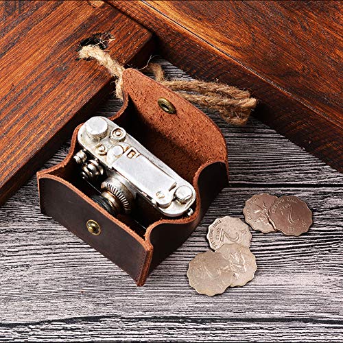 Juland Rustic Leather Moon Pocket Coin Case Genuine Leather Squeeze Coin Purse Pouch Change Holder Tray Purse Wallet for Men & Women - Dark Brown - Image 3