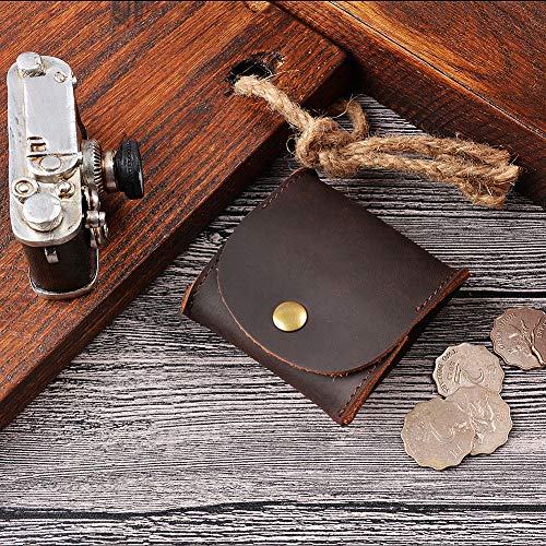 Juland Rustic Leather Moon Pocket Coin Case Genuine Leather Squeeze Coin Purse Pouch Change Holder Tray Purse Wallet for Men & Women - Dark Brown - Image 4