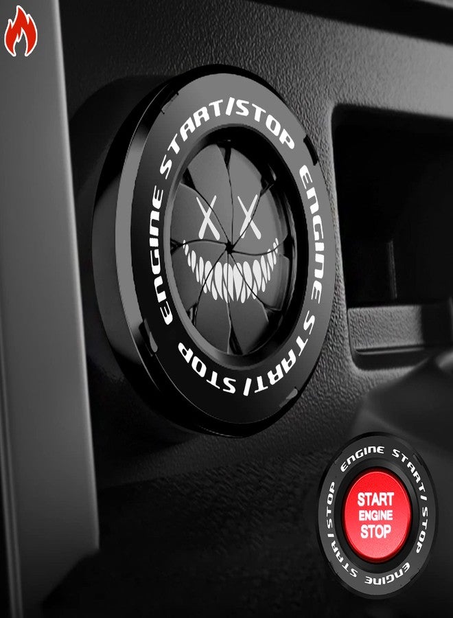 Tybasthe Rotary Start Button Cover, Smile Demon Car Accessories, Engine Start Button Cover, Car Stickers Interior Decoration, Ignition Key Switch Cover - Image 1