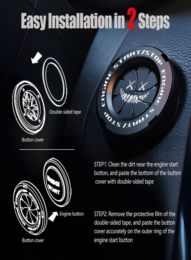 Tybasthe Rotary Start Button Cover, Smile Demon Car Accessories, Engine Start Button Cover, Car Stickers Interior Decoration, Ignition Key Switch Cover - Image 5