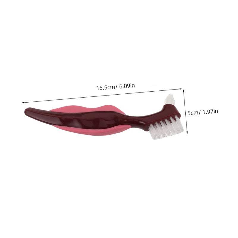 2Pcs Dual Head Hard Bristle Cleaning Brush for False Teeth Denture Care and Travel - Image 3