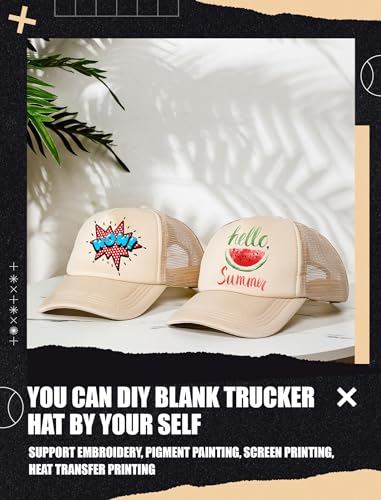 Tarpop 10 Pcs Sublimation Blank Trucker Hats Bulk Mesh Baseball Cap Polyester Mesh Trucker Hat for Men and Women(Tan) - Image 4