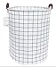 CLOCOR Collapsible Round Storage Bin/Large Storage Basket/Clothes Laundry Hamper/Toy Books Holder (White Check) - Image 2
