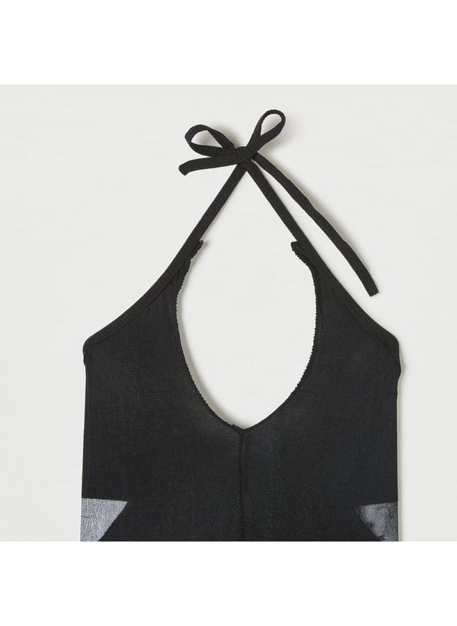 FAV Sheer Mesh Detail Halter Neck Bodysuit  - Image 1
