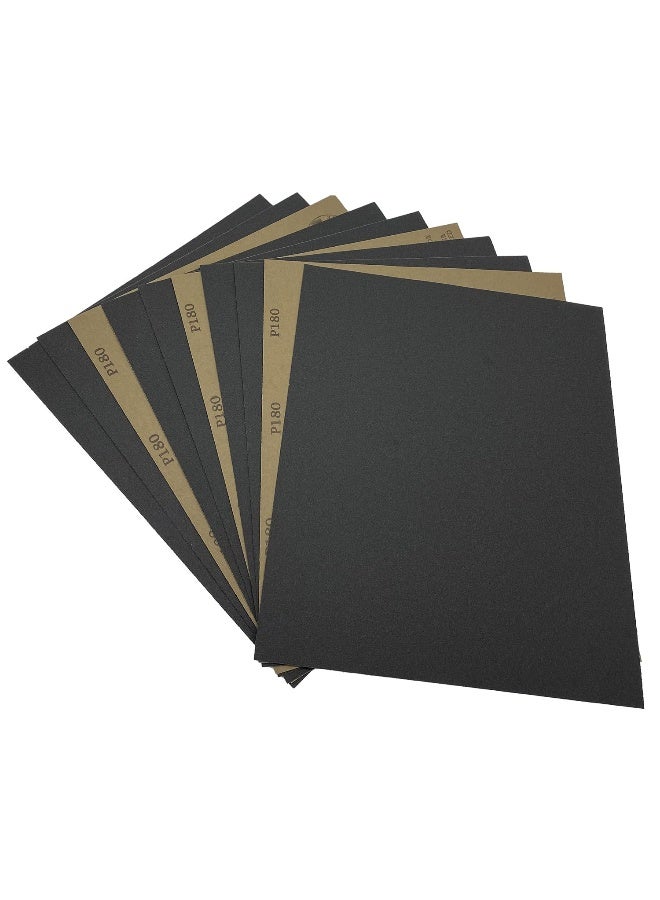 AutKerige 180 Grit Wet Dry Sandpaper, 9 x 11 Inch Sanding Sheets, 10PCS Premium Silicon Carbide Sand Paper for Wood Metal Ceramic or Auto Polishing and Scratches Removing - Image 1