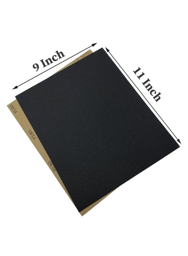 AutKerige 180 Grit Wet Dry Sandpaper, 9 x 11 Inch Sanding Sheets, 10PCS Premium Silicon Carbide Sand Paper for Wood Metal Ceramic or Auto Polishing and Scratches Removing - Image 2