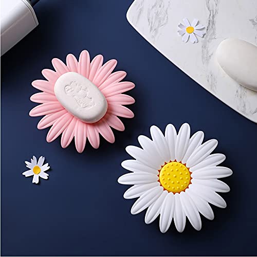 NGEL Flower Shape Portable Soap Dish Holder, Soap Case with Liquid Drain Plate, Soap Cases for Bathroom and Kitchen(Multicolor)-Pack of 1 - Image 2