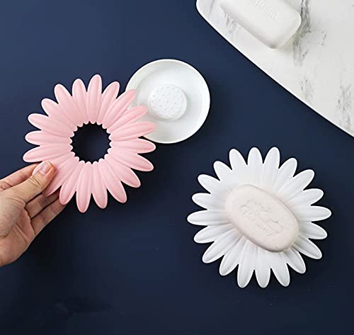 NGEL Flower Shape Portable Soap Dish Holder, Soap Case with Liquid Drain Plate, Soap Cases for Bathroom and Kitchen(Multicolor)-Pack of 1 - Image 1