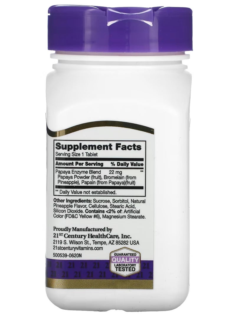 القرن الحادي والعشرون إنزيم البابايا، 100 قرص قابل للمضغ - Image 2