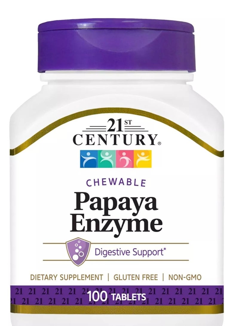 القرن الحادي والعشرون إنزيم البابايا، 100 قرص قابل للمضغ - Image 1