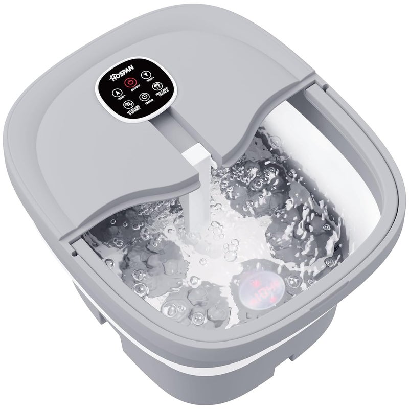 HOSPAN HOSPAN Collapsible Foot Spa Electric Rotary Massage Foot Bath with Heat Bubble Remote and 24 Motorized Shiatsu Massage Balls Pedicure Foot Spa for Feet Stress Relief  FS02A 