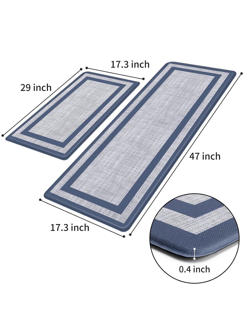 2 PCS Kitchen Mat, Non-Skid Waterproof Rugs Ergonomic Comfort Standing Mat for Kitchen, Floor, Office, Sink, Laundry (Blue 45*75+45*120CM)  - Image 3