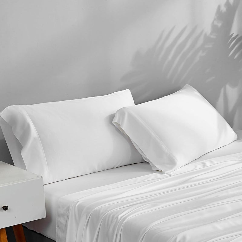 ACCURATEX Cooling Pillow Cases Set of 2, Soft Breathable Pillow Case with Envelop Closure, 100% Rayon Derived from Bamboo, Silky Pillowcase for Hair and Skin, Gifts, White, 50 × 75 cm - Image 1