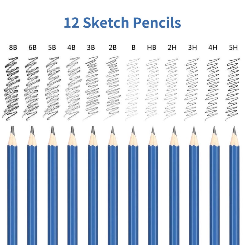 Drawing Pencils 95Pcs Professional Kit - Comfortable Grip Smooth Coloring Charcoal Pencils for Artists Beginners Kids School Students Office Workers Art Enthusiasts - Image 4