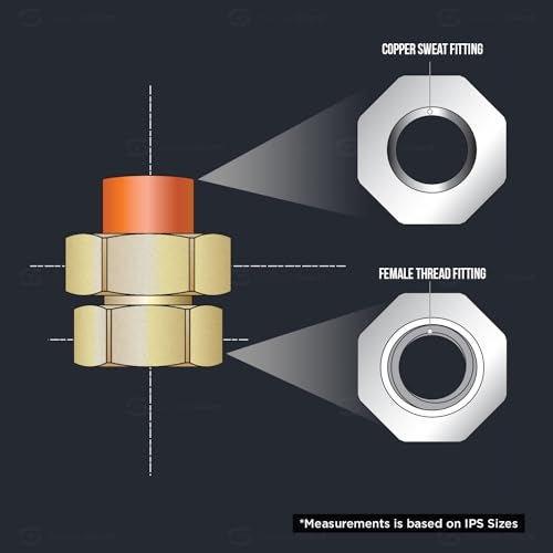 SUPPLYGIANT إيفرفلو DDGV0001 وصلة نحاسية بدون رصاص 1" مع توصيلات ملحومة إلى خيوط أنثوية - Image 5