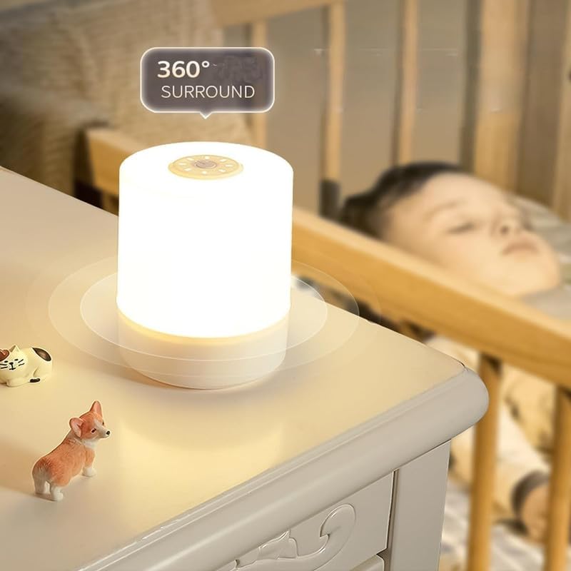 HashWOW® Cylindrical LED Table Lamp – Rechargeable Touch Control Night Light with USB Charging for Bedroom & Desk (White) - Image 3