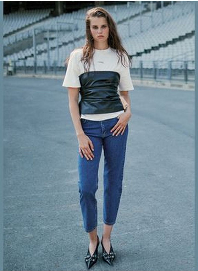 trendyol X Sagaza Studio Blue Jeans With Double Belt Detail TCLAW24JE00003  - Image 1