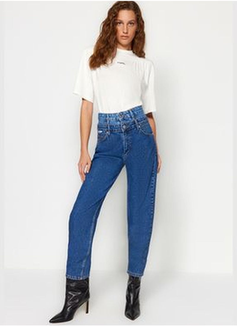 trendyol X Sagaza Studio Blue Jeans With Double Belt Detail TCLAW24JE00003  - Image 2