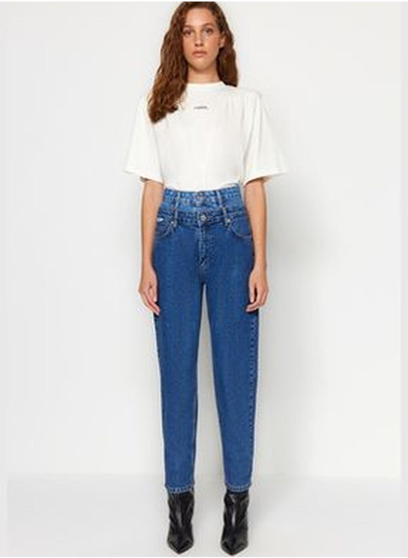 trendyol X Sagaza Studio Blue Jeans With Double Belt Detail TCLAW24JE00003  - Image 3