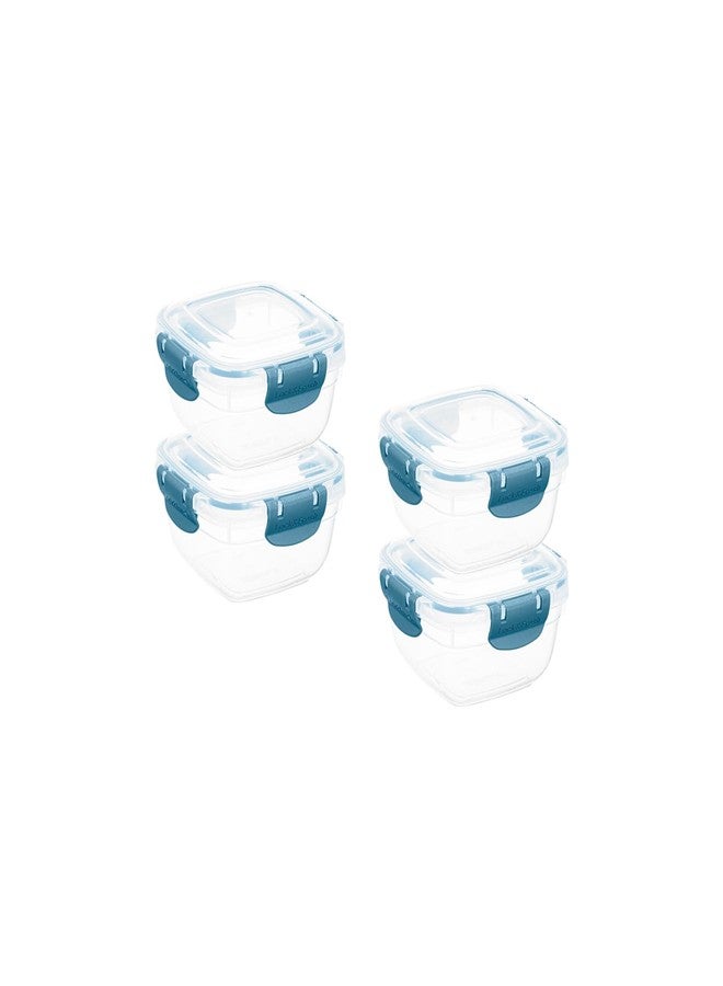 Superio Plastic Food Storage Containers with Airtight Lids, 4 Pack- 16 Oz, BPA Free, Leakproof, Stackable, Microwave, Dishwasher, Freezer Safe, Blue - Image 1