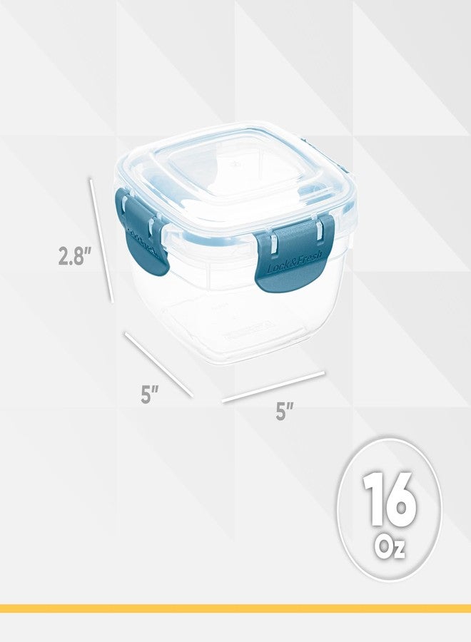 Superio Plastic Food Storage Containers with Airtight Lids, 4 Pack- 16 Oz, BPA Free, Leakproof, Stackable, Microwave, Dishwasher, Freezer Safe, Blue - Image 2
